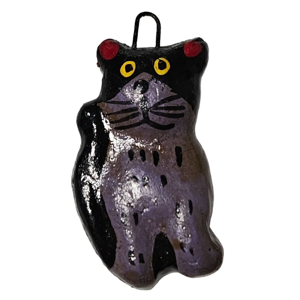 Handmade Cat Pendant Painted Purple Black Necklace Bracelet Jewelry Crafting DIY